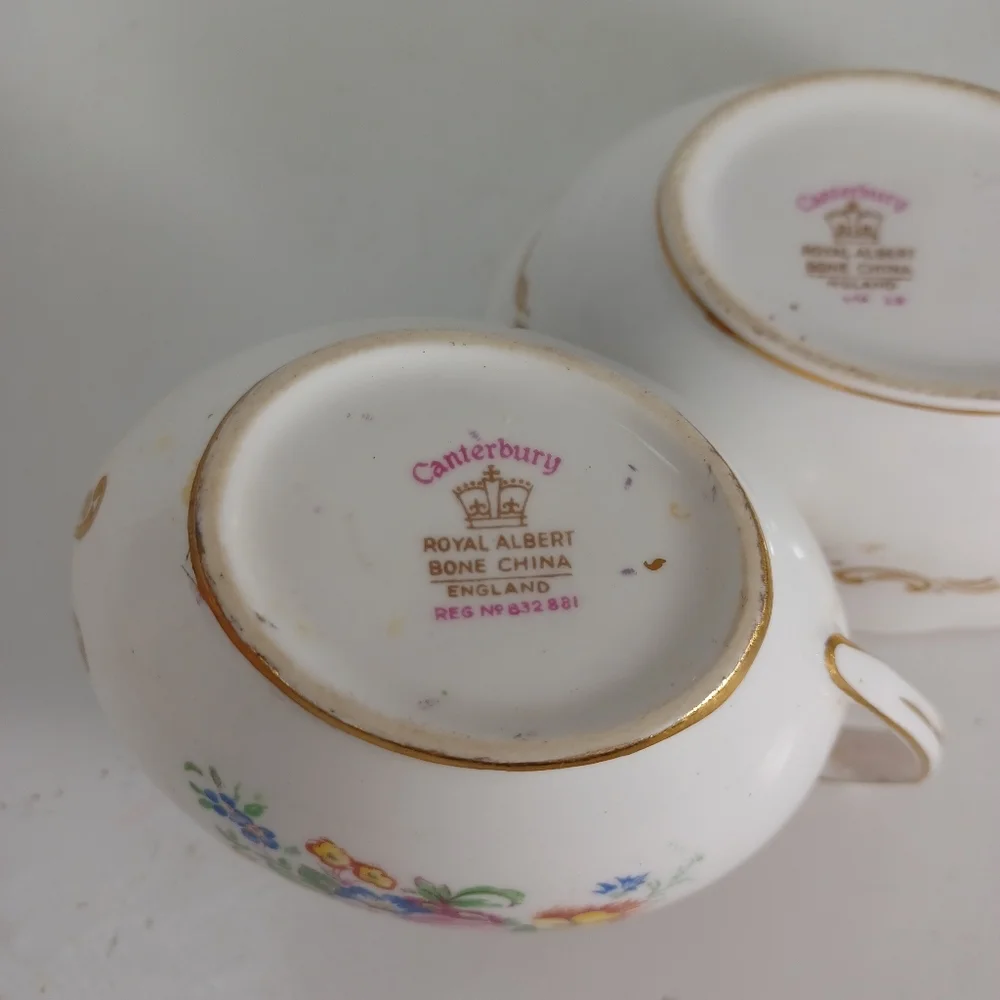 Royal Albert China Canterbury Sugar‎ and Creamer Vintage Set Bone China